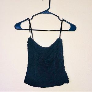 Navy lace strapless crop top